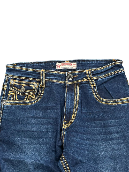 Dark Blue Bootcut Jeans with Signature Stitching (L)