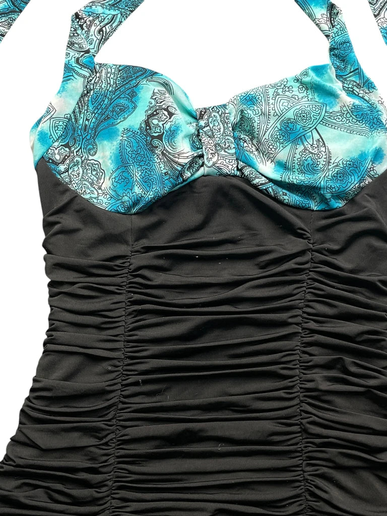 detail view, Light Blue Paisley Halter Top, vintage Y2K second hand piece, image 6