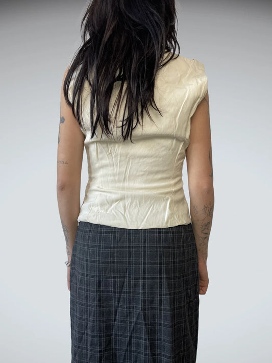 back view, Gianfranco Ferre Studio Creme Top, vintage Y2K second hand piece