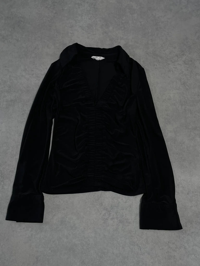 detail view, Meraki Black Blouse, vintage Y2K second hand piece, image 6