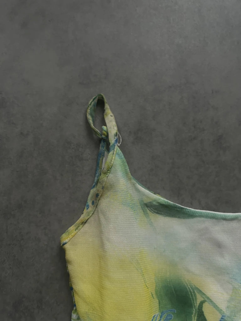 detail view, Long Summer Dress, vintage Y2K second hand piece