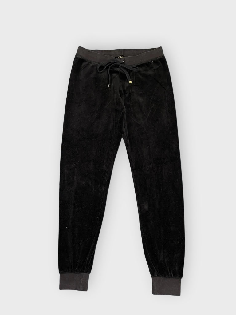 front view, Juicy Couture Black Velour Pants, vintage Y2K second hand piece