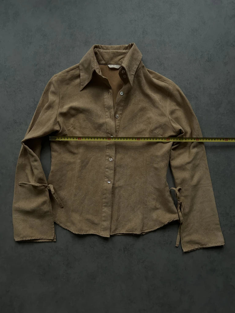 detail view, V.B. Collection Beige Wide Sleeve Shirt, vintage Y2K second hand piece, image 10