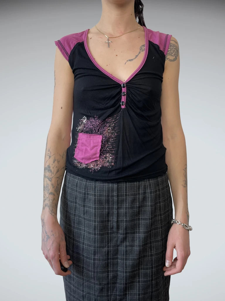 back view, Pink Cocoa Top, vintage Y2K second hand piece