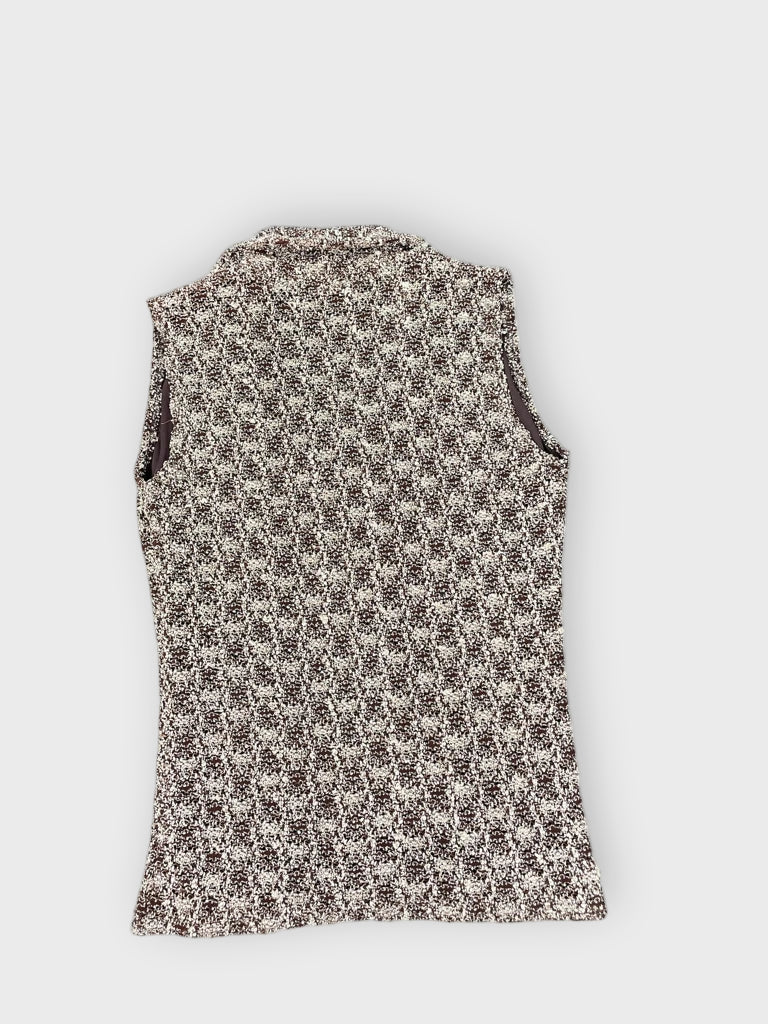 Golden Brown V-Cut Satin Top (S)