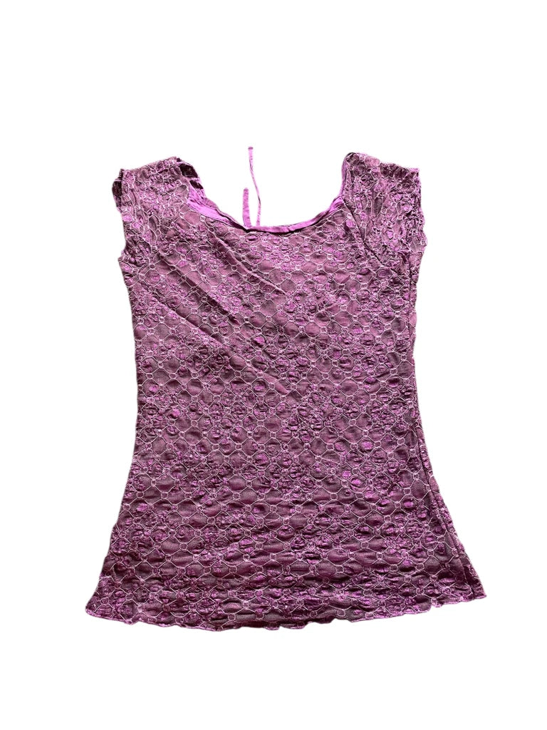 detail view, Velvet Orchid Tie Top, vintage Y2K second hand piece, image 5