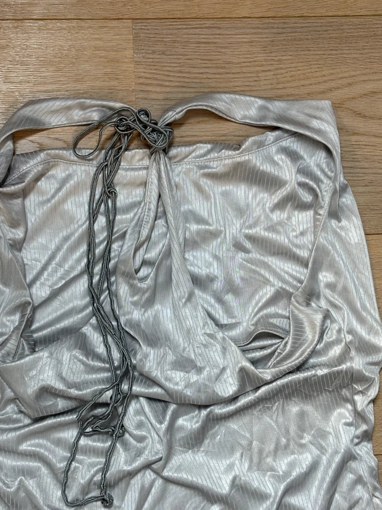 detail view, Miss Sixty Y2K Silver Halter Top, vintage Y2K second hand piece, image 4
