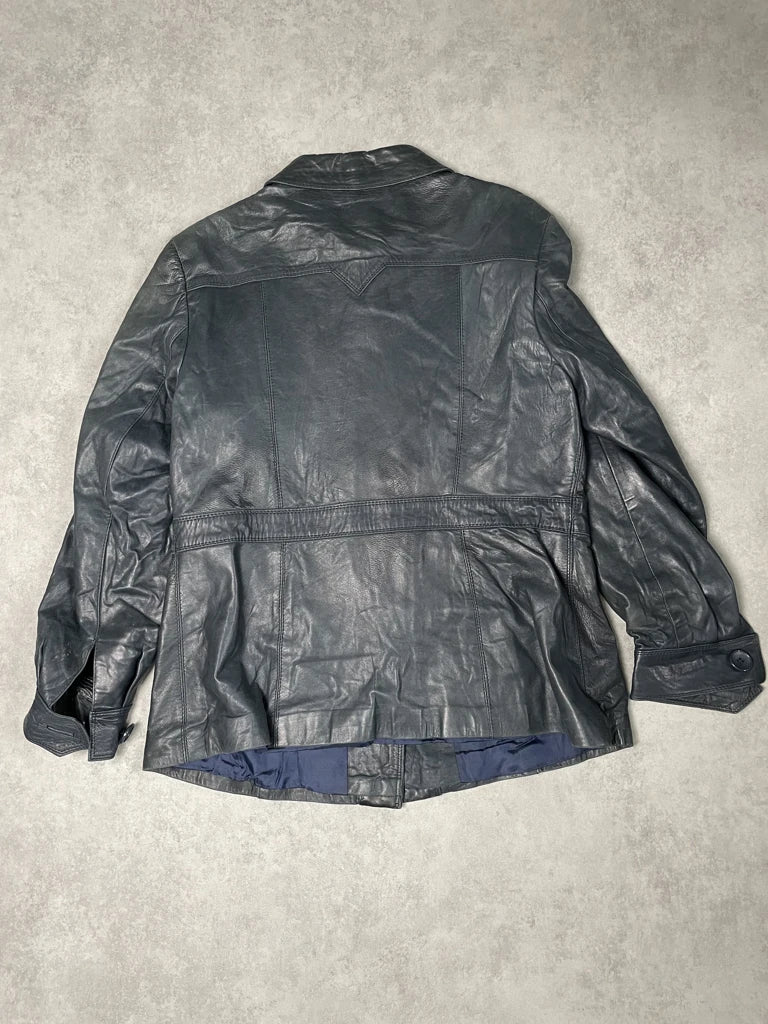 detail view, Stadick Black Leather Coat, vintage Y2K second hand piece, image 5