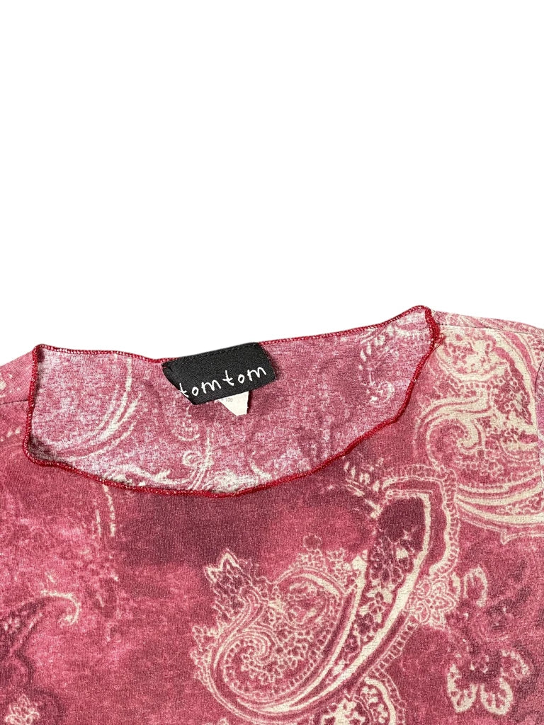 detail view, Tom Tom Boho Paisley Mesh Top, vintage Y2K second hand piece
