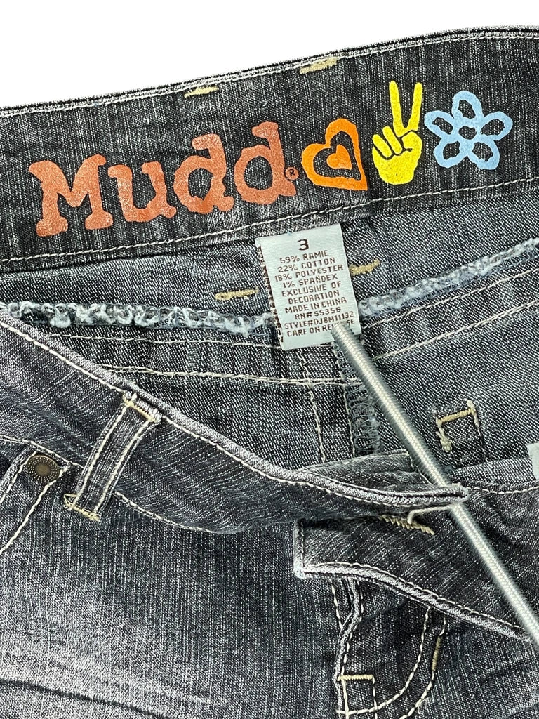 detail view, Mudd Grey Wash Vintage Denim Hotpants, vintage Y2K second hand piece, image 5