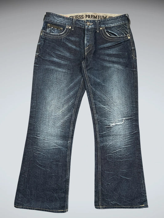 front view, Guess Premium Dark Wash Premium Bootcut Jeans, vintage Y2K second hand piece