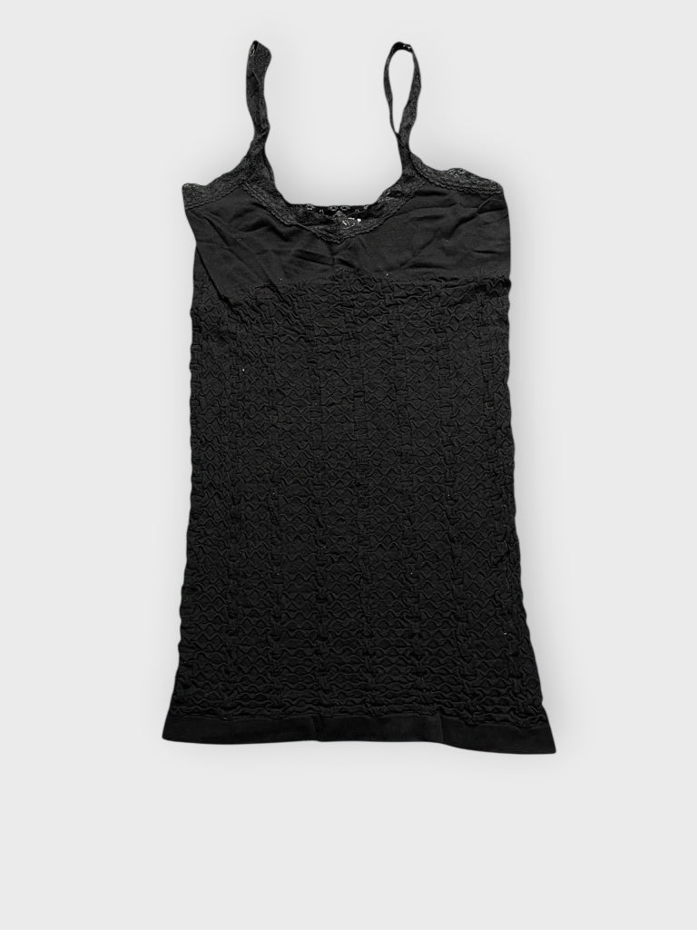 front view, Prime Cut Black Textured Lace Cami Top, vintage Y2K second hand piece