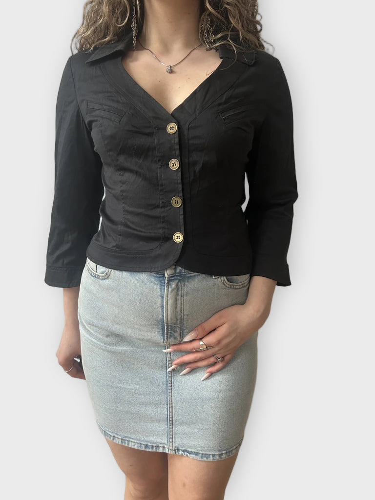 Formal y2k collared top