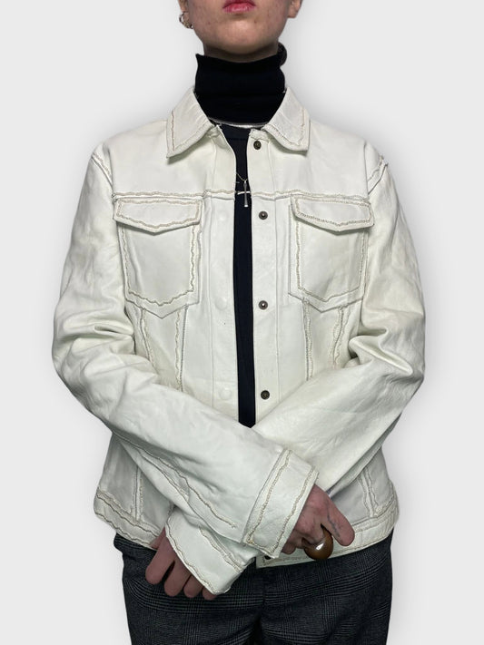 White Leather Jacket (M)