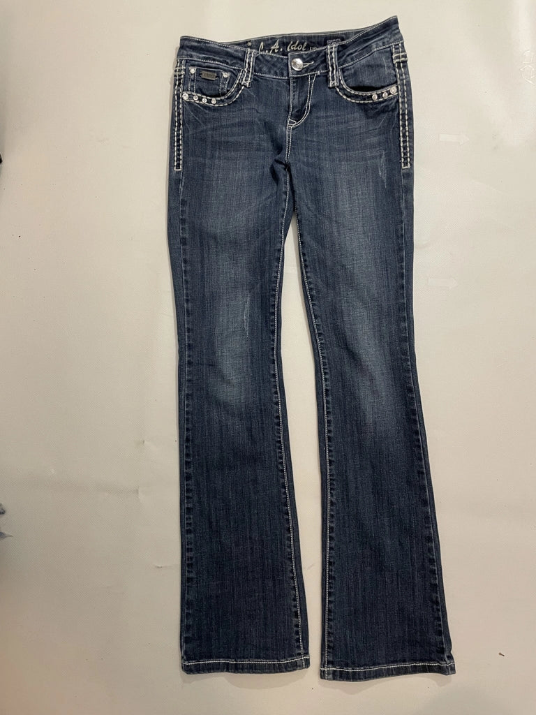 detail view, LA Idol USA LA Idol Rhinestone Bootcut Denim Vintage Blue, vintage Y2K second hand piece, image 6