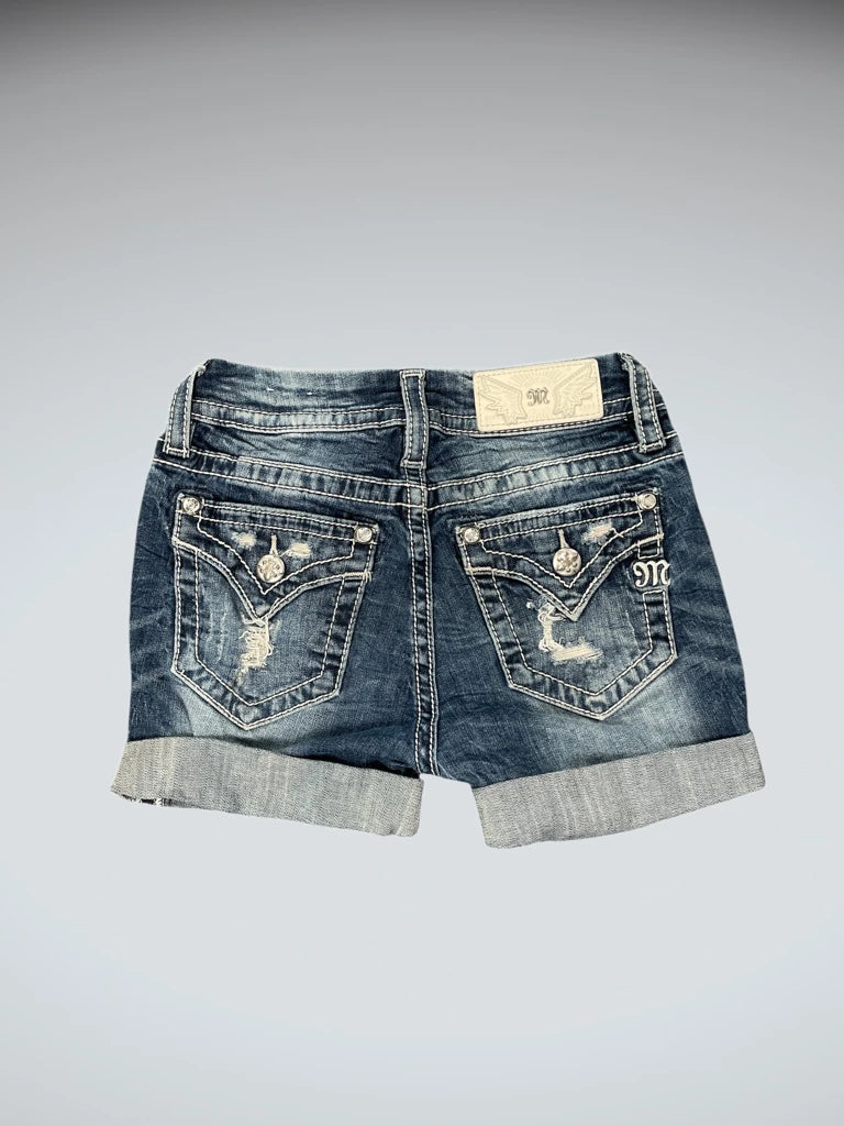 front view, Miss Me Button Detail Denim Hotpants, vintage Y2K second hand piece