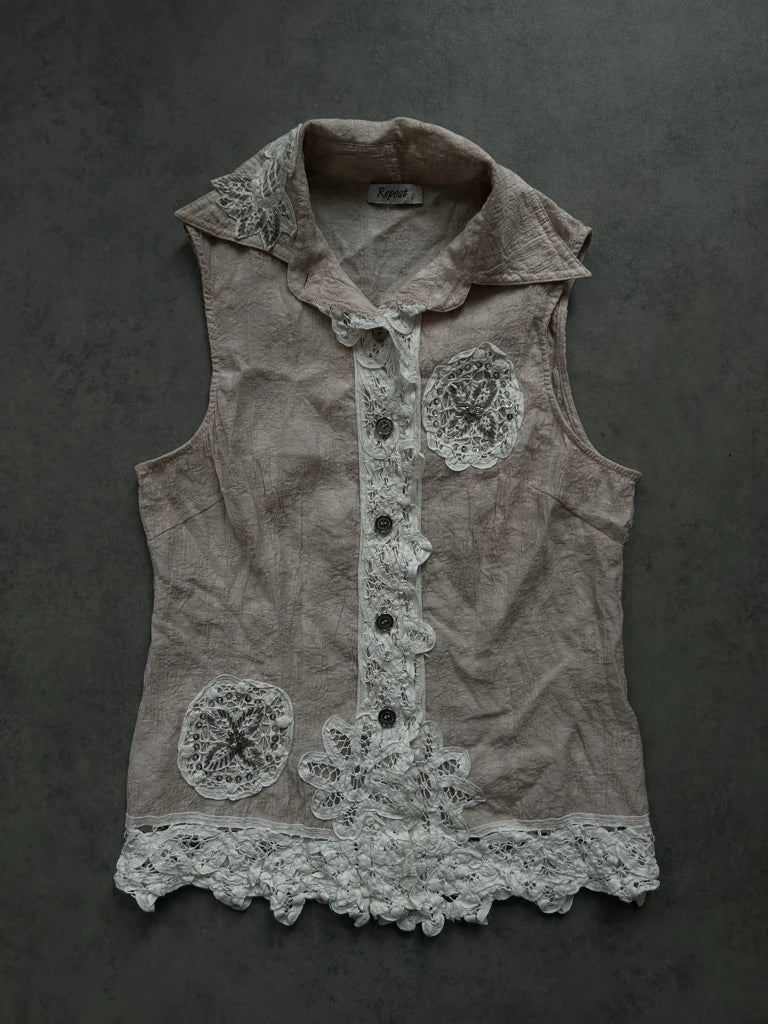 detail view, Repeat Baby Pink Button-Up, vintage Y2K second hand piece, image 6