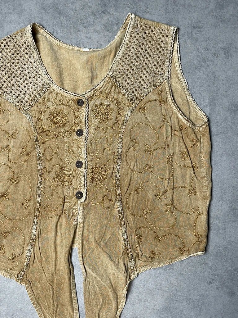 detail view, Beige Top, vintage Y2K second hand piece