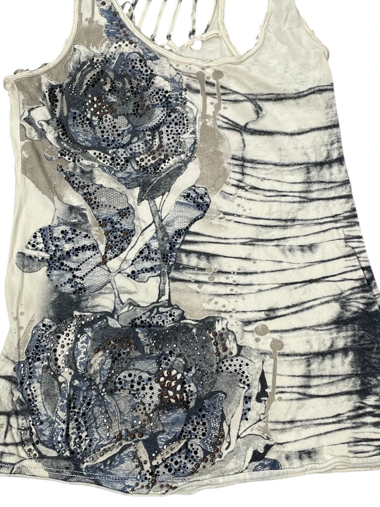 detail view, Unplugged by Miss Me champagne ruffle satin top, vintage Y2K second hand piece, image 4