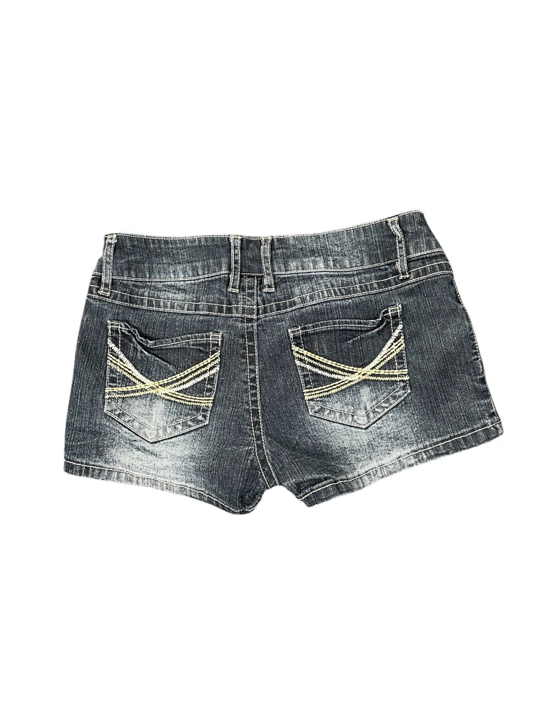 detail view, Mudd Grey Wash Vintage Denim Hotpants, vintage Y2K second hand piece, image 4