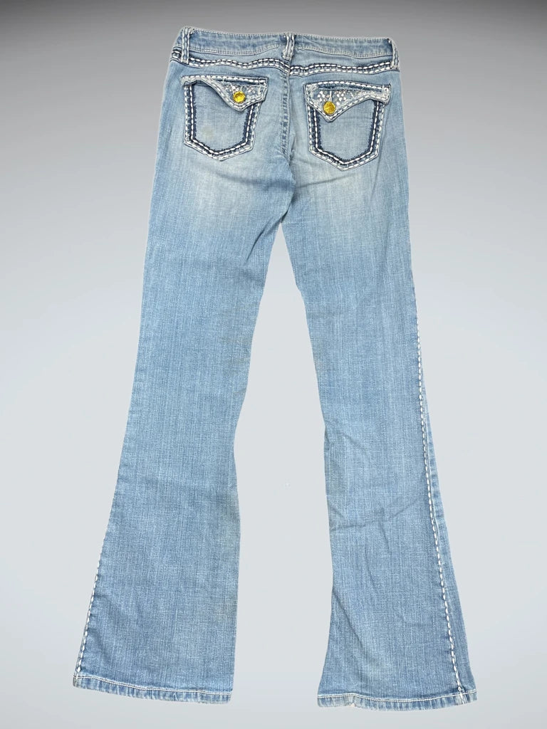 front view, Rock Light Blue Denim Jeans, vintage Y2K second hand piece