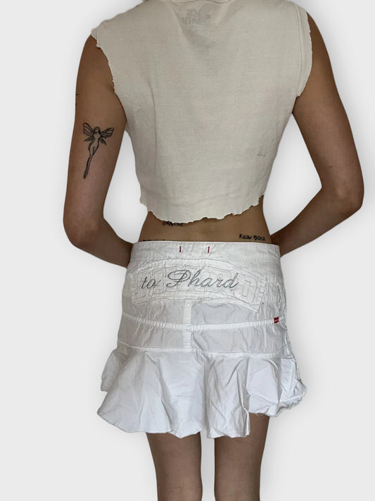 back view, Phard White Miniskirt, vintage Y2K second hand piece