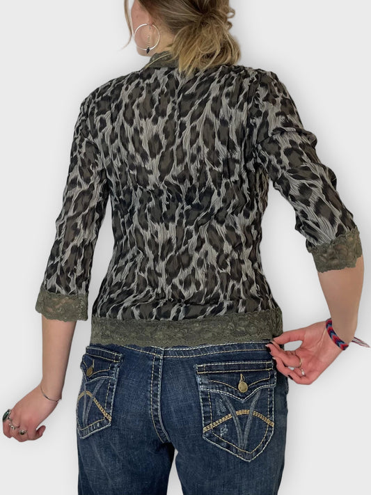 back view, Jaipur Leopard Print Jacket, vintage Y2K second hand piece
