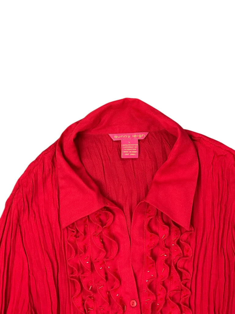 detail view, Sunny Leigh Red Dress Top, vintage Y2K second hand piece