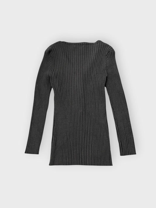 back view, Belldini Black Ribbed Top with Jewel Embellished Deep V-Neck, vintage Y2K second hand piece