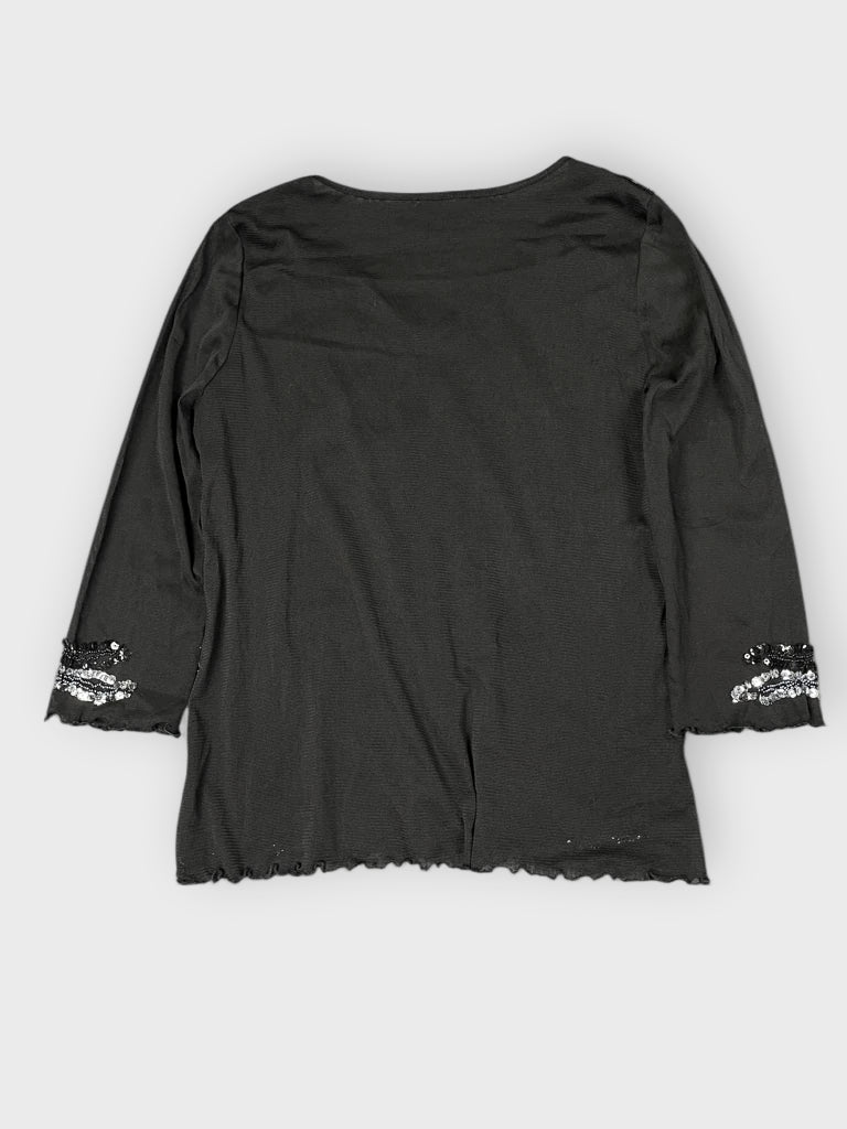 back view, Sequin Wave Party Top in Black, vintage Y2K second hand piece