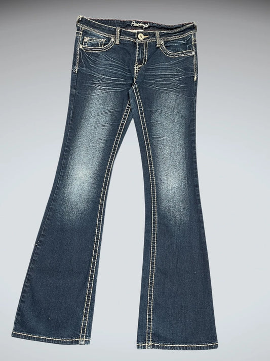 front view, Amethyst Blue Denim Jeans, vintage Y2K second hand piece
