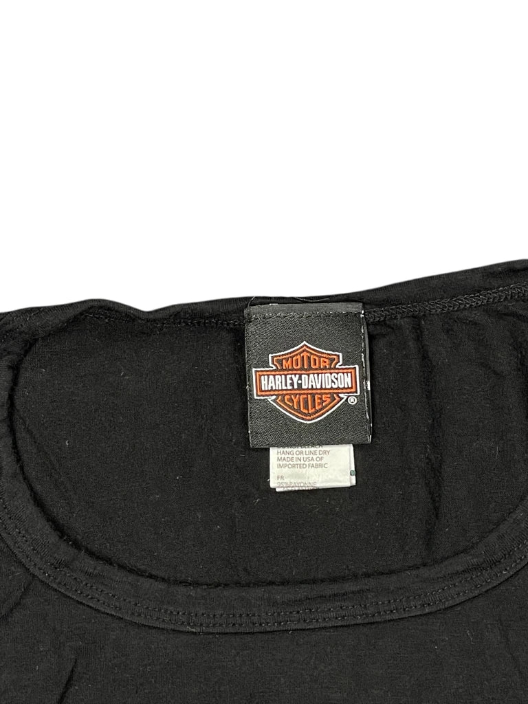 detail view, Harley-Davidson Rhinestone Logo Long Sleeve Tee, vintage Y2K second hand piece, image 5