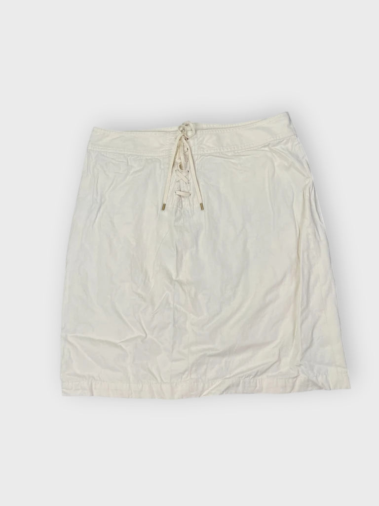 back view, Polo Ralph Lauren Nautical Button Beige Skirt, vintage Y2K second hand piece
