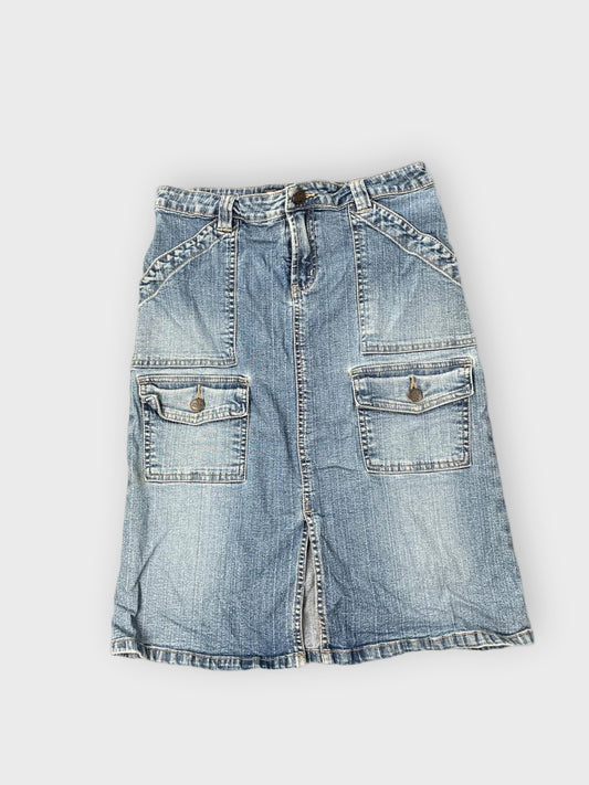 front view, Vaked Angels Cargo Pocket Denim Skirt, vintage Y2K second hand piece
