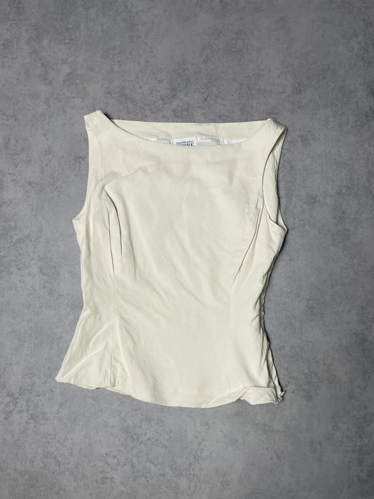 detail view, Gianfranco Ferre Studio Creme Top, vintage Y2K second hand piece, image 6