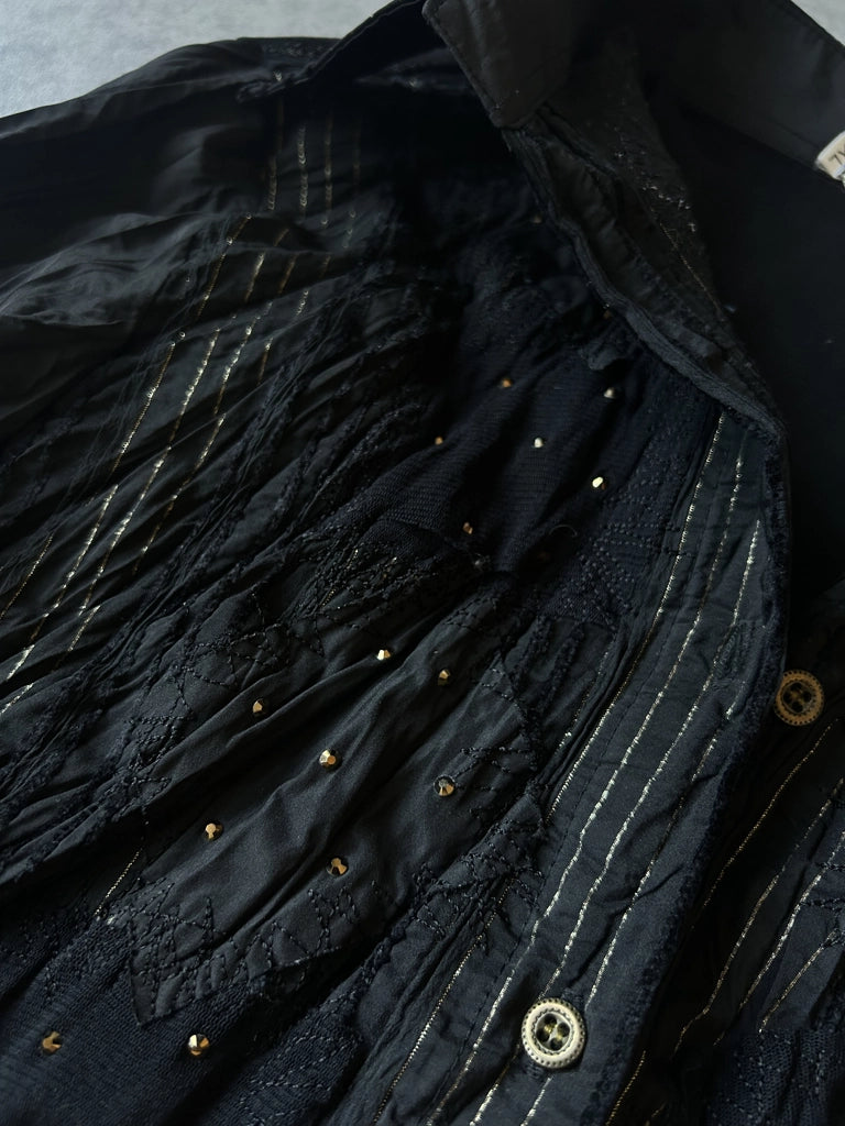 detail view, VALENTINA’S Y2K Black Button-Up Shirt, vintage Y2K second hand piece, image 5