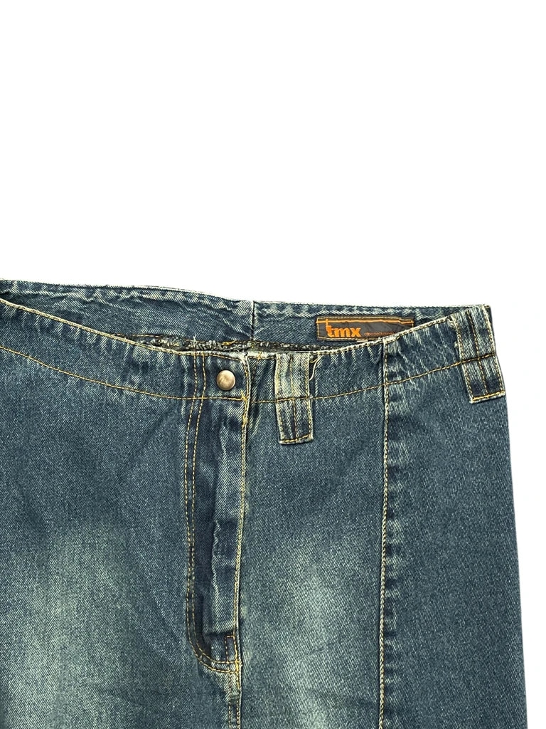 detail view, Tmx Denim Maxi Skirt with Front Slit, vintage Y2K second hand piece, image 5