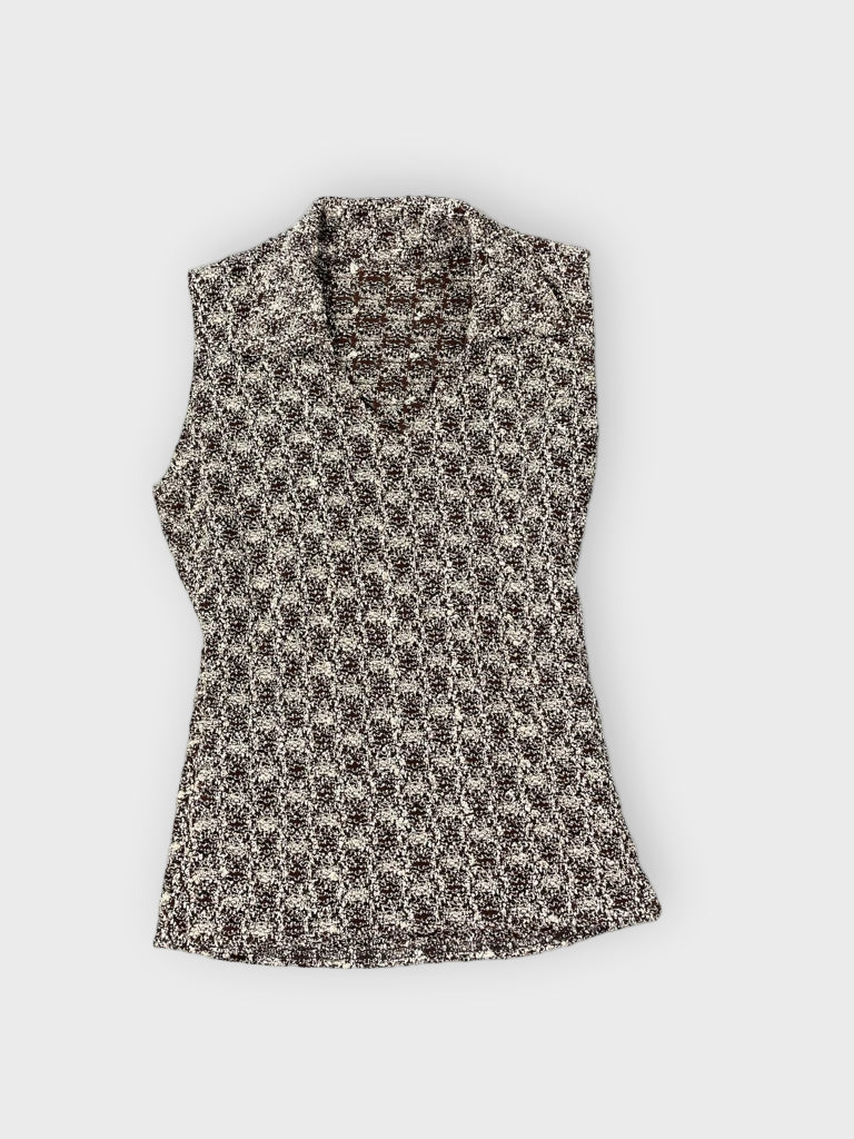 Golden Brown V-Cut Satin Top (S)