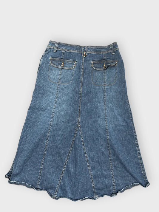 Medium Wash Denim Skirt with Flared Hem (M)