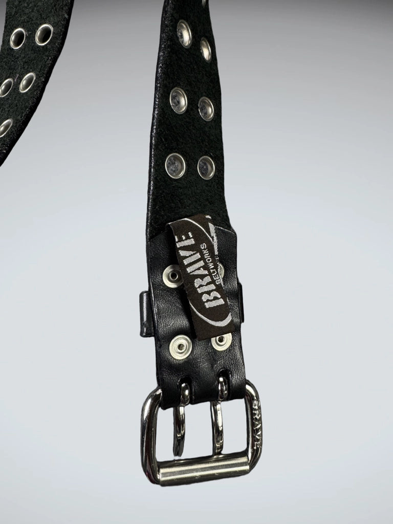 detail view, Iconic Grunge Double Grommet Black Belt (ONESIZE), vintage Y2K second hand piece