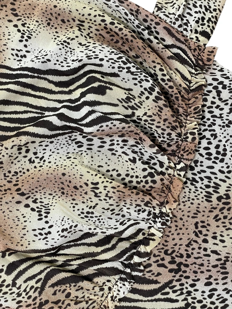 detail view, Cato Animal Print Ruffle Vintage Top, vintage Y2K second hand piece, image 6