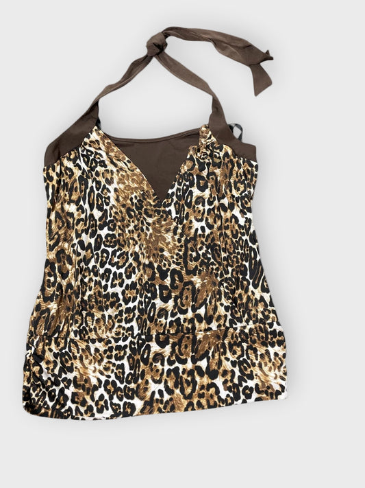 front view, Iz Leopard Halterneck Top, vintage Y2K second hand piece
