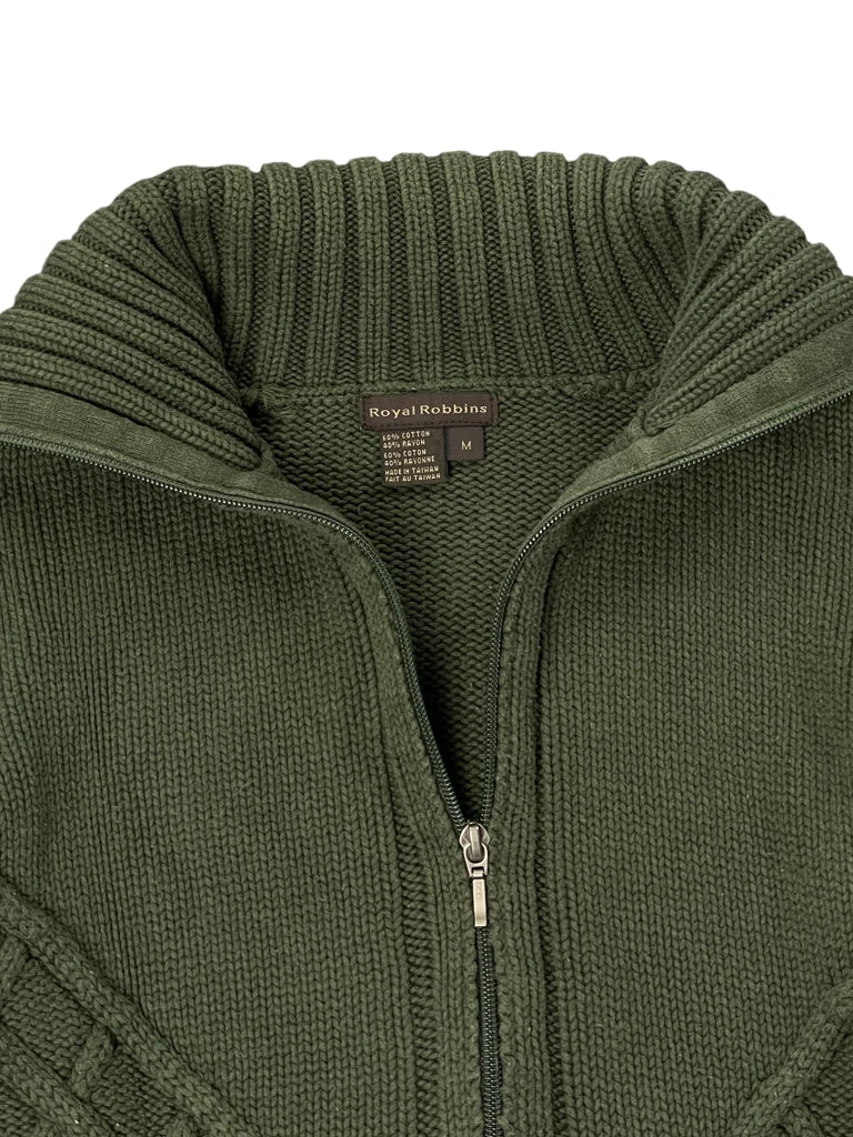 detail view, Royal Robbins Olive Green Textured Zip Sweater, vintage Y2K second hand piece, image 4