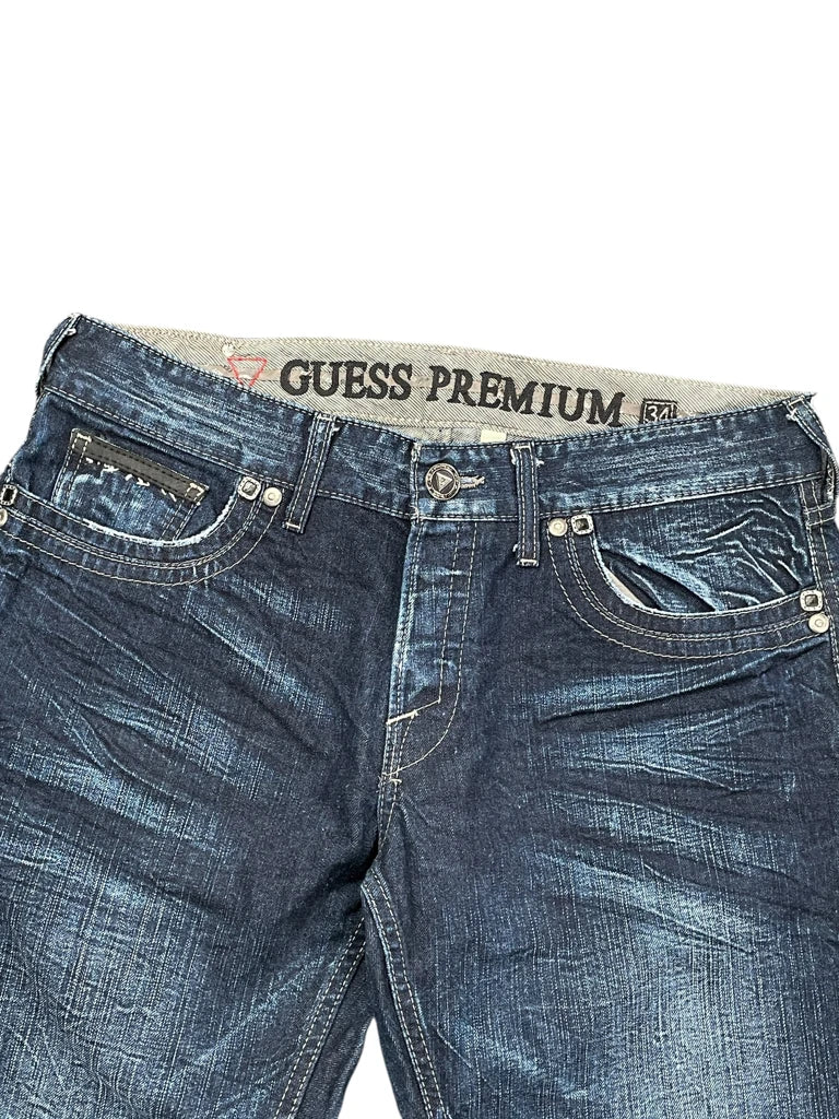 detail view, Guess Premium Dark Wash Premium Bootcut Jeans, vintage Y2K second hand piece, image 4
