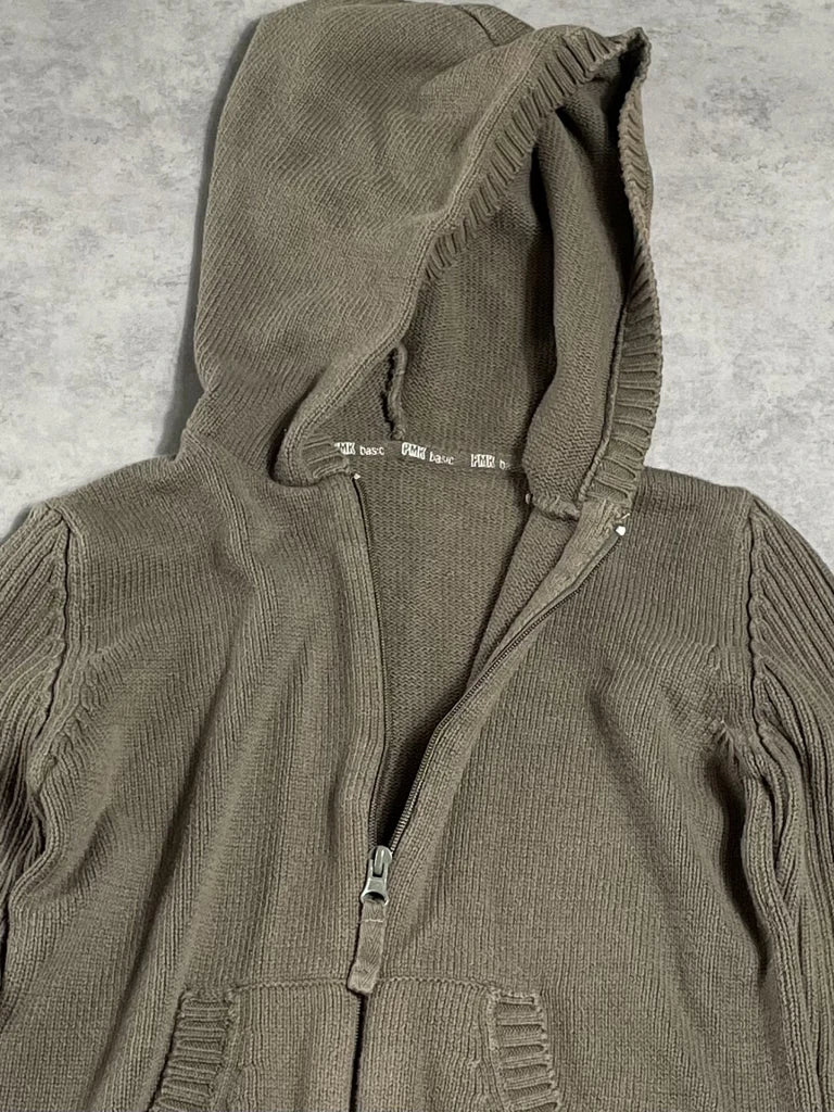 detail view, Pmk khaki crop hoodie, vintage Y2K second hand piece