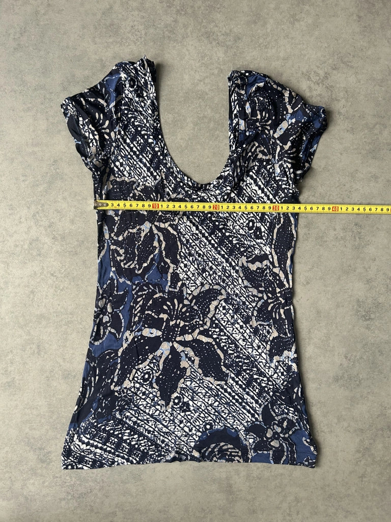 detail view, Marella Sport Y2K Blue Mesh Top, vintage Y2K second hand piece, image 10
