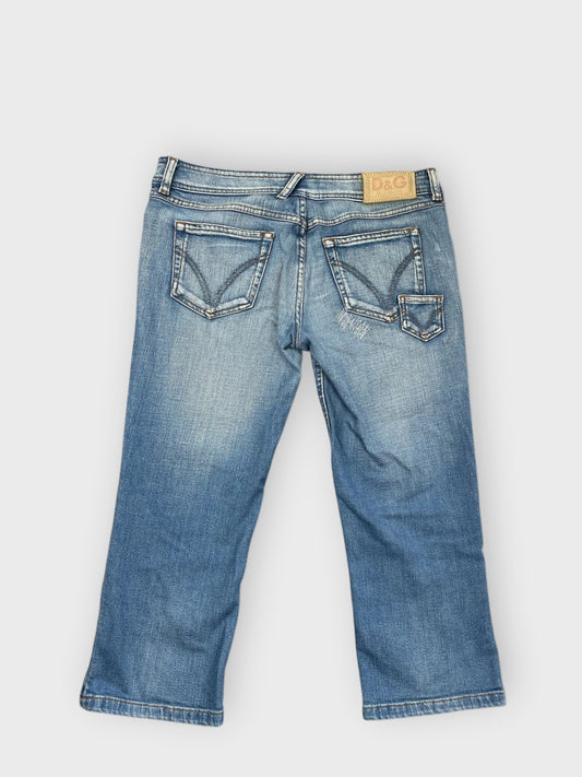 back view, Dolce & Gabbana Light Wash Cropped Jeans with Subtle Fading, vintage Y2K second hand piece