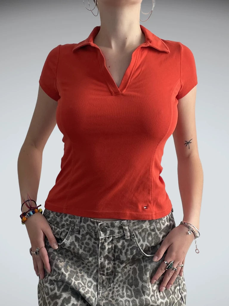 front view, Tommy Hilfiger hot serve – tennis core polo, vintage Y2K second hand piece