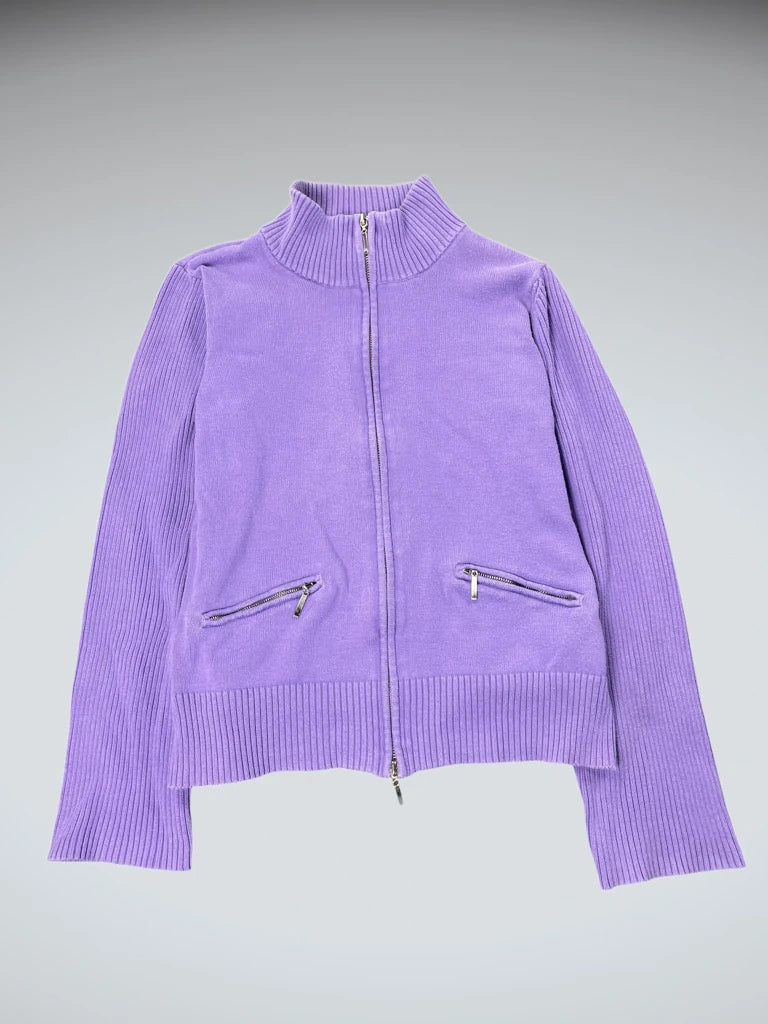 detail view, Raffaela Purple Zip Sweater, vintage Y2K second hand piece