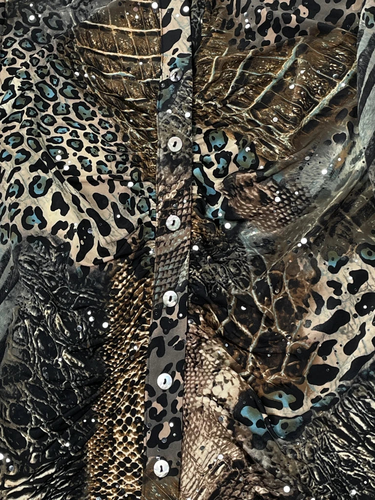 detail view, Joseph Rilkoff Snake Print Multicolor Top, vintage Y2K second hand piece, image 4